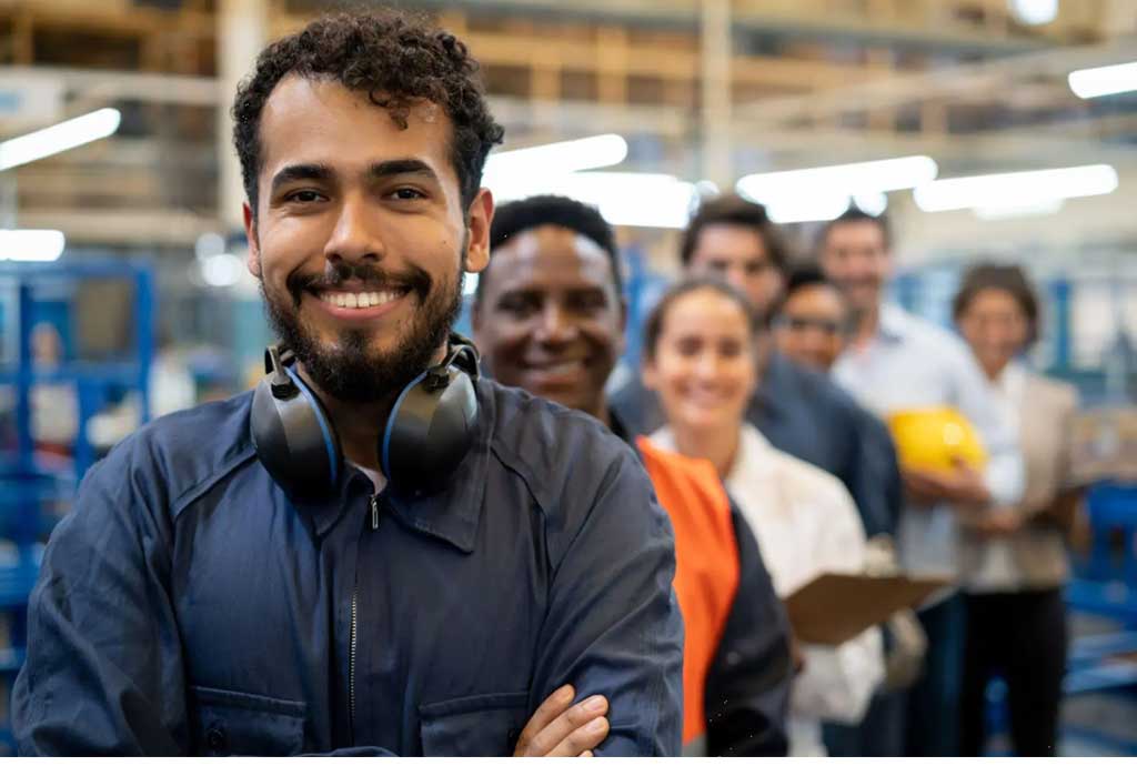 trabajadores felices